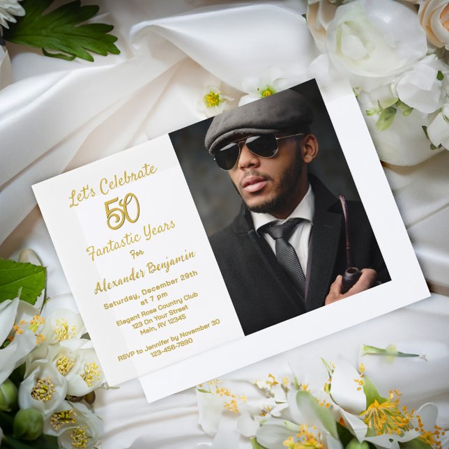 Happy Birthday 50 Years Photo Fifty Party  Vellum Invitations (Happy Birthday 50 Years Photo Fifty Party Vellum Invitations great to send to your guest. )