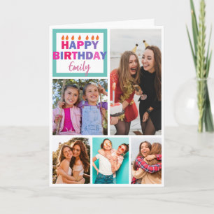 Happy birthday 5 photo collage girly friendship card