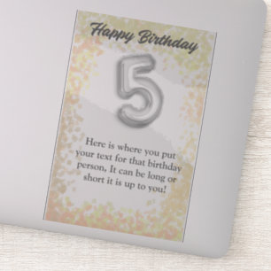 Happy birthday 5 year old sticker