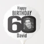Happy birthday 60 custom name photo black white balloon<br><div class="desc">Happy birthday 60 add your own name and photo birthday celebration balloon. Great to give as a birthday gift or to add a personalised touch to a surprise birthday party. Customise with your own birthday boys or girls photo in the 0 of 60 and your own choice of name. Designed...</div>