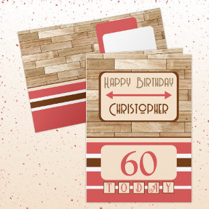 Happy birthday 60 today name red brown card