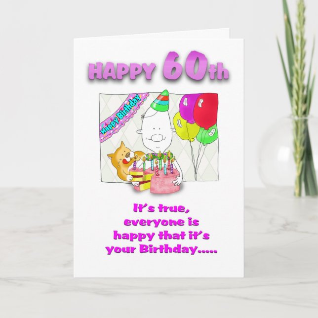 Happy Birthday 60th card with cake_60th (Front)