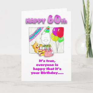 Happy Birthday 60th card with cake_60th