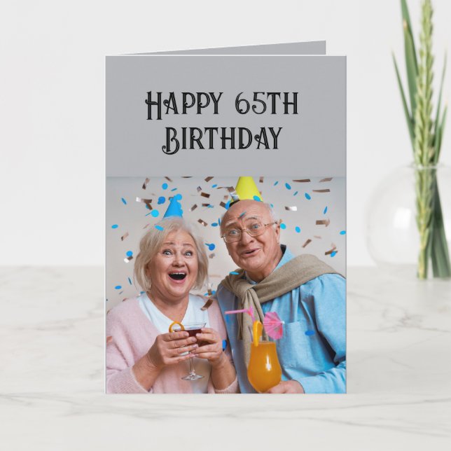 Happy Birthday 65th Read Small Print Fun Card (Front)