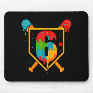 Happy Birthday 6 Year Old Baseball Ice Cream Sprin Mouse Pad