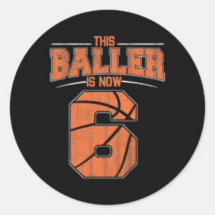 Happy Birthday 6th 6 Year Old Basketball Boys Sixt Classic Round Sticker