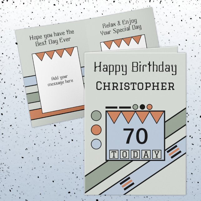 Happy birthday 70 today add name green blue card (Creator Uploaded)