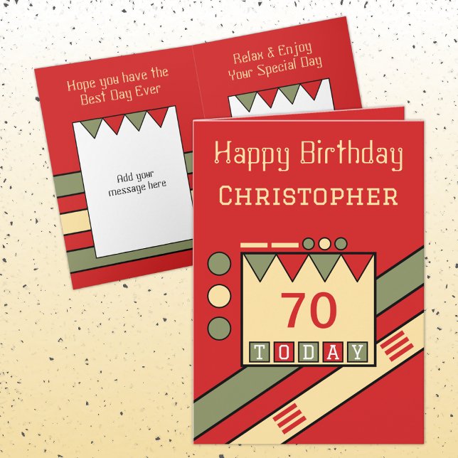 Happy birthday 70 today add name red green card (Creator Uploaded)