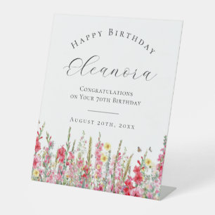 Happy Birthday 70th August Birth Flower Welcome Pedestal Sign