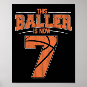 Happy Birthday 7th 7 Year Old Bysketbyll Boys Seve Poster