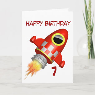 Happy Birthday 7th Little rocket Theme Card