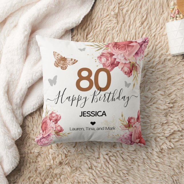 Happy Birthday 80 Personalised Throw Pillow (Blanket)