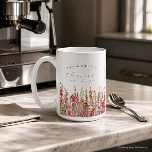 Happy Birthday 80th August Birth Flower Custom Coffee Mug