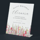 Happy Birthday 80th August Birth Flower Welcome Pedestal Sign<br><div class="desc">Elegant summer watercolor gladiolus flowers create a beautiful floral border at the bottom of this custom happy birthday welcome tabletop sign. Gladiolus flowers are the August birth flower. A trendy font combination gives it a modern aesthetic. All of the text is editable.</div>