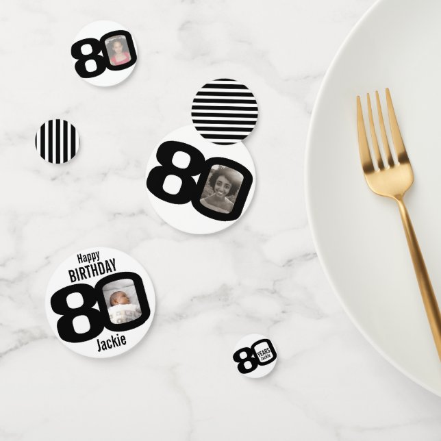 Happy birthday 80th name and photo paper confetti (Group)