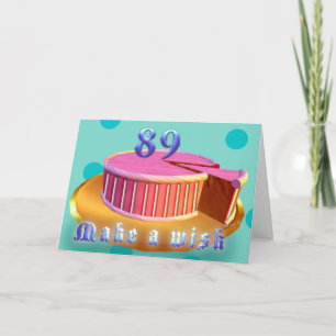 Happy Birthday 89 Birthday Card Pink Cake stripes