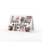 Happy Birthday 8 Photo Collage Elegant Minimalist