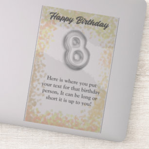 Happy birthday 8 year old sticker
