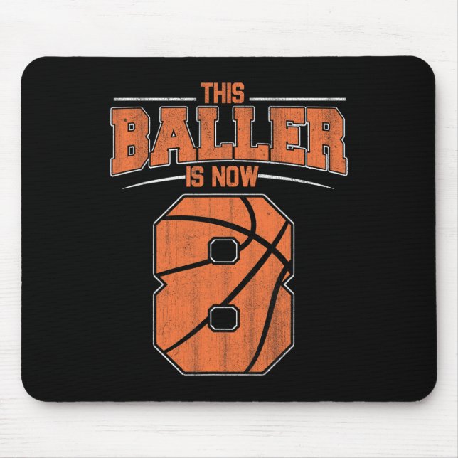 Happy Birthday 8th 8 Year Old Basketball Boys Eigh Mouse Pad (Front)