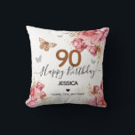 Happy Birthday 90 Personalised Throw Pillow<br><div class="desc">90 Happy Birthday Personalised year pillow. Easy to adjust. All text is adjustable if needed.</div>