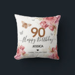 Happy Birthday 90 Personalised Throw Pillow<br><div class="desc">90 Happy Birthday Personalised year pillow. Easy to adjust. All text is adjustable if needed.</div>