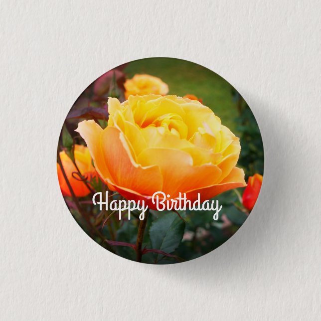 Happy Birthday About Face Rose #2 Button (Front)