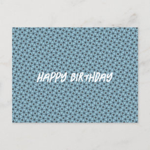 Happy Birthday Abstract Black and Blue Pattern Postcard