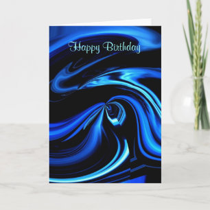 Happy Birthday Abstract Blue Whale Card