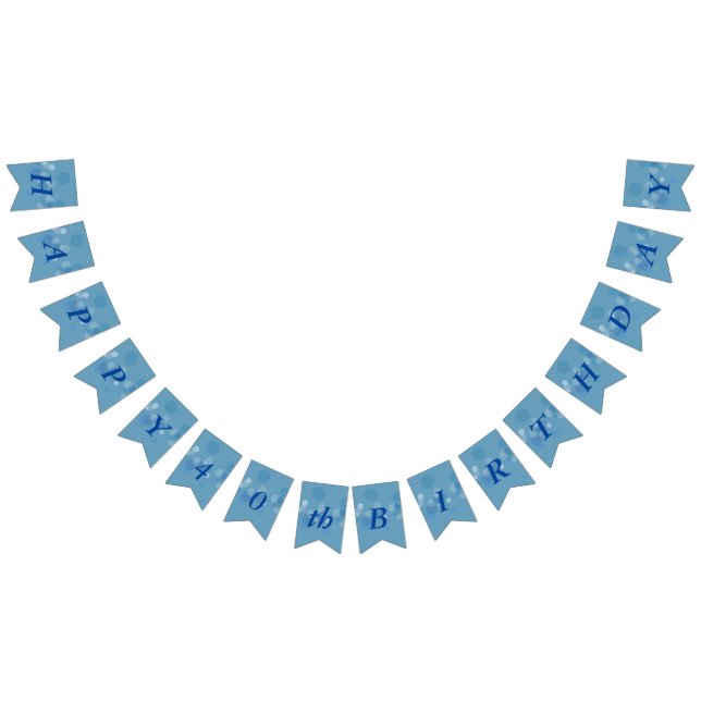 Happy Birthday Abstract Circles Dashes Shades Blue Bunting (All)