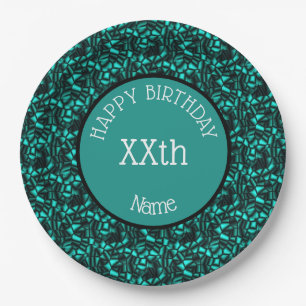 Happy Birthday Abstract Design Personalised Paper Plate