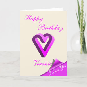 Happy Birthday - Abstract Fuchsia Heart Card