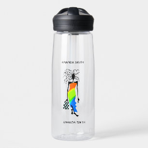 Happy Birthday, Abstract Stylish and Elegant Woman Water Bottle