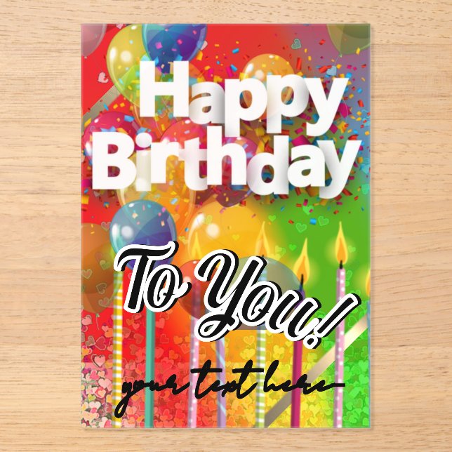 Happy Birthday   Acrylic Invitations (Front)