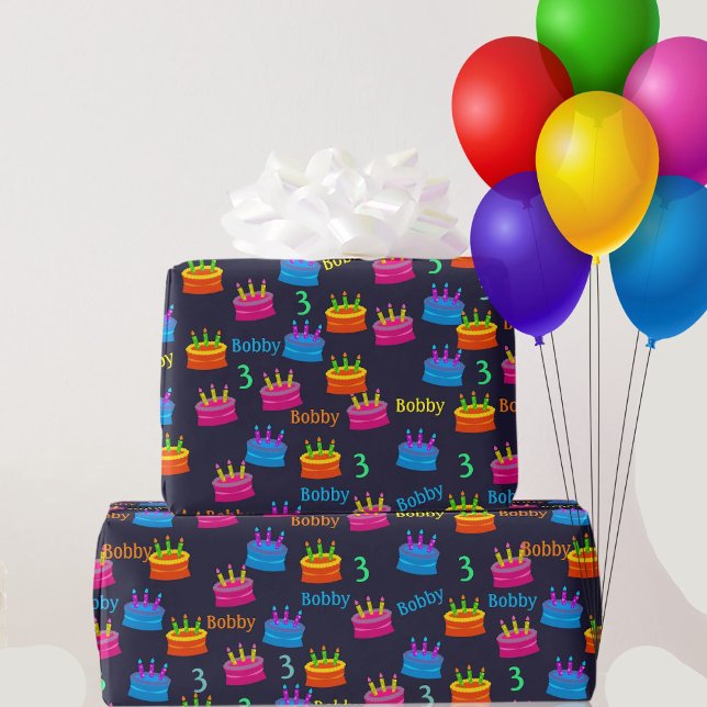 Happy Birthday Add Child's Name & Age Colourful Wrapping Paper (Creator Uploaded)