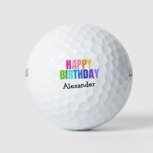 Happy Birthday Add Name Gift 3 Golf Balls