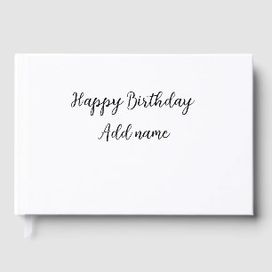 Happy birthday add name title simple minimal  guest book