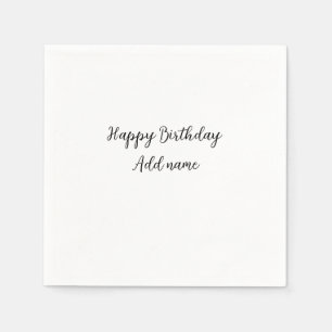 Happy birthday add name title simple minimal napkin