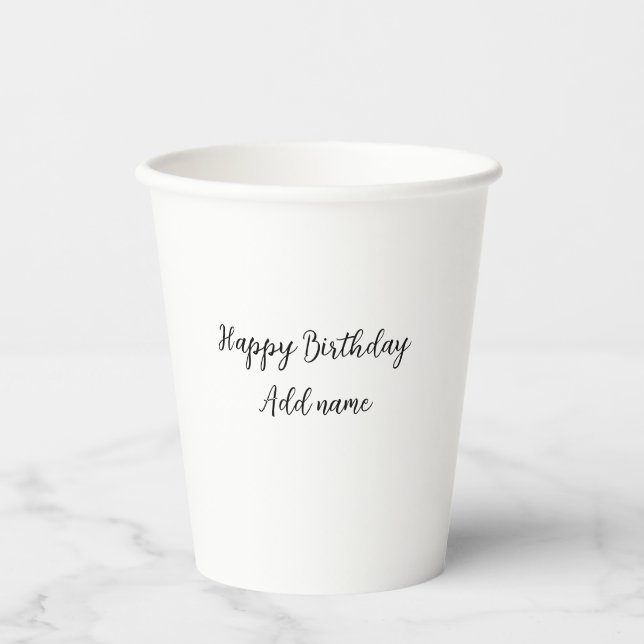 Happy birthday add name title simple minimal  paper cups (Front)