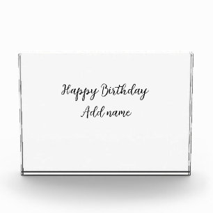 Happy birthday add name title simple minimal photo block