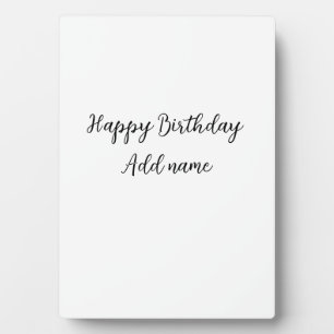 Happy birthday add name title simple minimal  plaque