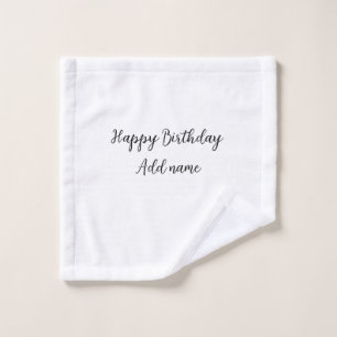 Happy birthday add name title simple minimal wash cloth