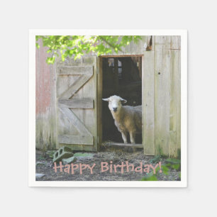 Happy Birthday Adorable Sheep Napkin