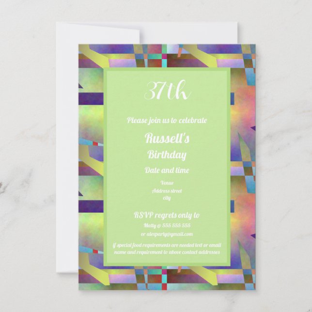 Happy Birthday Adult Any Age Abstract Pattern Invitation (Front)