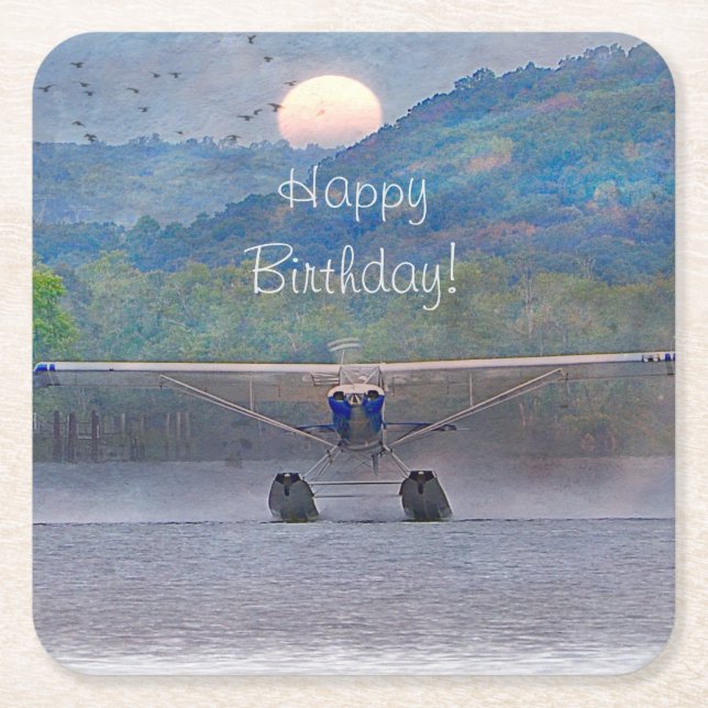 Happy Birthday Aeroplane Coaster (Front)