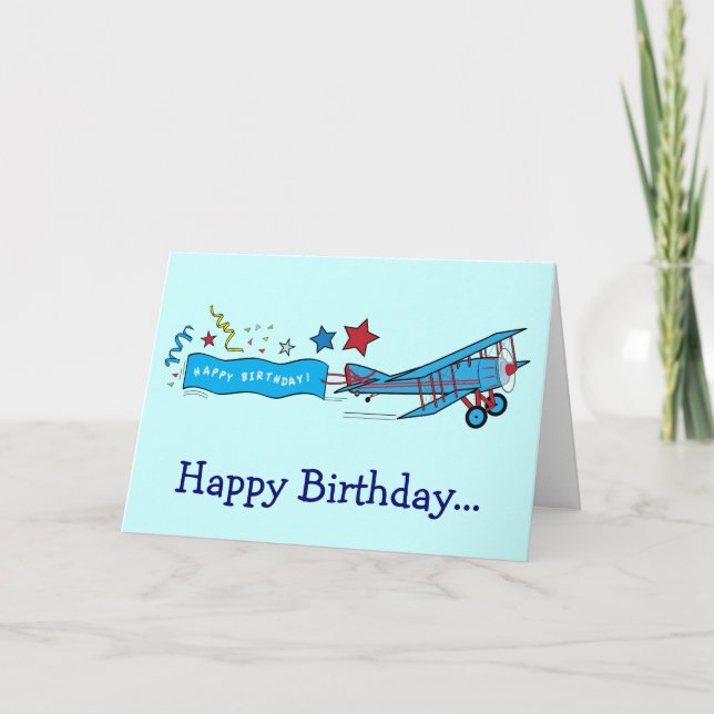 Happy Birthday Aeroplane from the Whole Gang Card (Front)