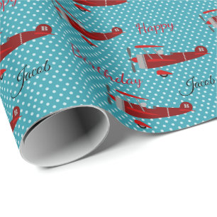 Happy Birthday Aeroplane Pilot Wrapping Paper