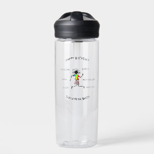 Happy Birthday, African Art Cute Happy Dancer Water Bottle