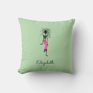 Happy Birthday, African Woman Warrior Cushion