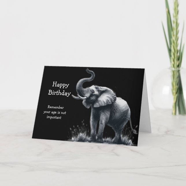 Happy Birthday Age is Irrelephant Funny Elephant Card (Front)