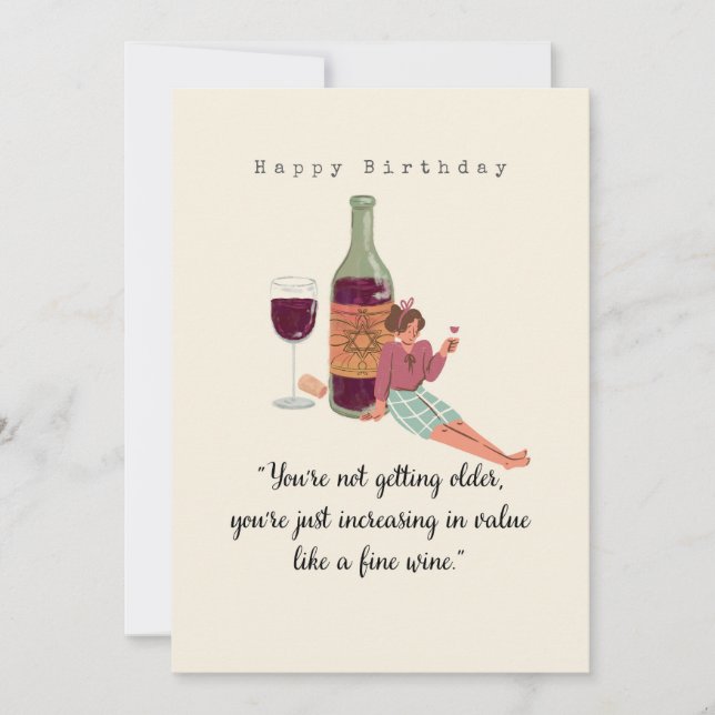 Happy Birthday - Age & Wine Card (Front)